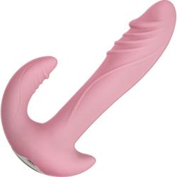 Infinitt Silicone Rotating Dual Massager with USB, 6.75 Inch, Sweet Pink