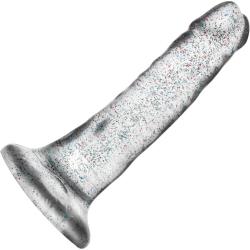 Naturally Yours Glitter Dong with Suction Base, 5.5 Inch, Sparkling Clear