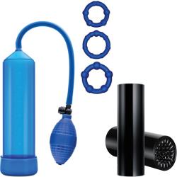 Go Big Quickie Kit with Penis Pump, 8 Inch by 2.25 Inch, Blue