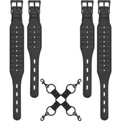 Ouch! Skulls and Bones Leather Hogtie with Mini Spikes, One Size, Black