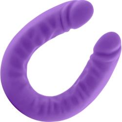 Ruse Silicone Slim Double Dong with Phallic Heads, 18 Inch, Purple