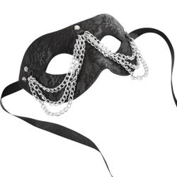 Sincerely Chained Lace Eye Mask, One Size, Black