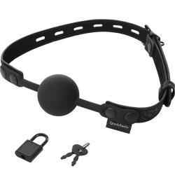 Sincerely Locking Lace Silicone Ball Gag, One Size, Black