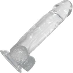 Adam and Eve Crystal Clear Dildo with Suction Mount Base, 8 Inch, Clear