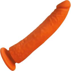 Rooster Lucky Pierre Silicone Dildo with Suction Base, 8.5 Inch, Orange