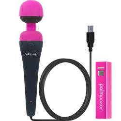 BMS PalmPower Plug and Play Massager with Power Bank, 7.5 Inches, Pink/Black