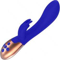 Elegance Opulent Heating Rabbit Vibrator, 8 Inch, Blue/Gold