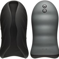 SecondSkyn Rechargeable Silicone Stroker by Doc Johnson, 5.5 Inches, Slate