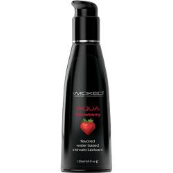 Wicked Aqua Flavored Water Based Intimate Lubricant, 4 fl.oz (120 mL), Strawberry