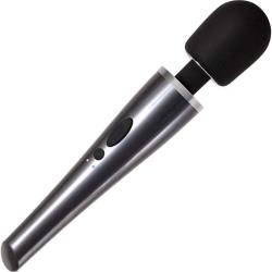 Mighty Metallic Wand Rechargeable Massager, 12 Inch, Silver/Black