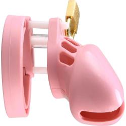 CB-6000S Premium Male Cock Cage and Lock Set, 2.5 Inch, Pink