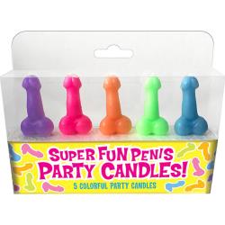 Super Fun Penis Party Candles 5 Pack, Rainbow