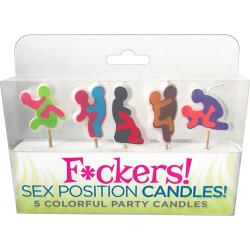 F*ckers Sex Position Party Candles, 5 Pack, Rainbow