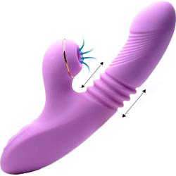Inmi SheGasm Thrusting Rabbit Vibrator with Clit Suction, 9 Inch, Purple