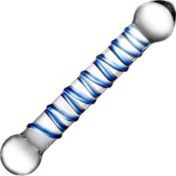 glas Spiral Glass Beaded Dildo, 6.5 Inch, Clear