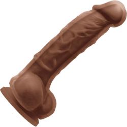 Colours Dual Density Silicone Dildo with Balls, 5 Inch, Brown