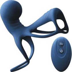 Renegade Gladiator Silicone Penis Harness with Wireless Remote, 7.5 Inch, Blue
