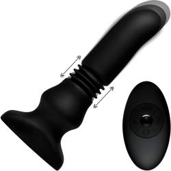 Silicone Swelling & Thrusting Plug with Remote Control, 6.75 Inch, Black