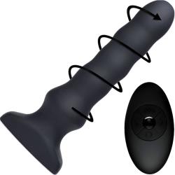 Silicone Vibrating & Squirming Plug with Remote Control, 7.5 Inch, Black