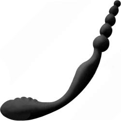 Icon Brands S-Double Header Dual Ended Silicone Anal Beads, Black