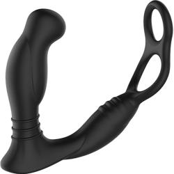 Nexus Simul8 Dual Motor Prostate Vibe with Erection Double Ring, 5 Inch, Black