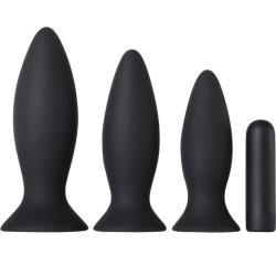 Adam and Eve Rechargeable Vibrating Anal Training Kit, Black