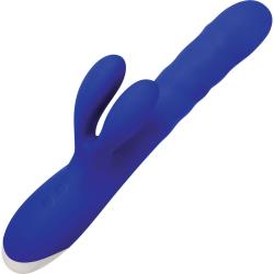 Evolved Grand Slam Rechargeable Silicone Rabbit Vibrator, 10 Inch, Blue