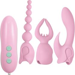 Pink Elite Collection Ultimate Orgasm Vibrating Kit with 3 Attachments, Pink