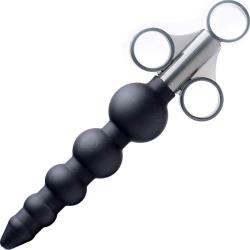 Silicone Graduated Beads Lube Launcher, 7.5 Inch, Black
