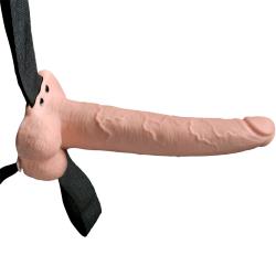 Fetish Fantasy Hollow Rechargeable Strap-On with Balls, 9 Inch, Flesh