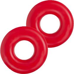 Stay Hard Donut Oversized 2 Cock Rings Set, Red