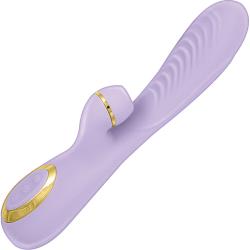 Vibes of New York Ribbed Massager with Clitoral Suction, 9.25 Inch, Lavender