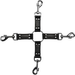 Ouch! Pain 4-way Leather Hogtie Cross, Black