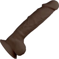 RealRock Ultra Dual Density Silicone Dildo with Balls, 9 Inch, Brown