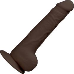 RealRock Ultra Dual Density Silicone Dildo with Balls, 9.5 Inch, Brown