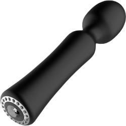 Discretion Wand Pearl Vibrator with Diamond Feature Bottom, 7.87 Inch, Black