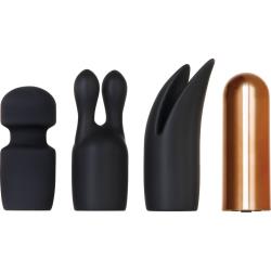 Evolved Glam Squad Set with Vibrating Bullet & 3 Silicone Sleeves, Black/Copper
