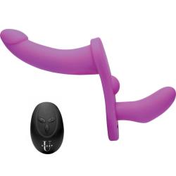 Strap U Double Take 10X Double Penetration Vibrating Strap-on Harness, Purple