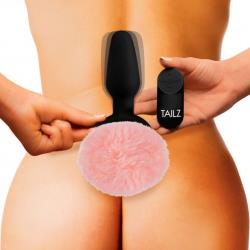 Tailz Pink Bunny Tail Vibrating Anal Plug with Remote Control, Pink
