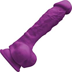 Colours Pleasures Thick Silicone Dong with Suction Cup Base, 7 Inch, Purple