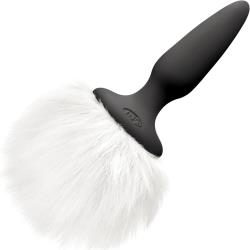 Bunny Tails Butt Plug with Fur, Black/White