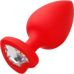 Ouch! Diamond Heart Extra Large Butt Plug, 3.75 Inch, Red