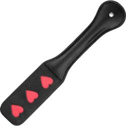 Ouch! HEARTS Faux Leather Paddle, 12.5 Inch, Black