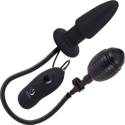 Fanny Hills Silicone Inflatable Vibrating Butt Plug, 5 Inch, Black