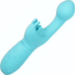 Rechargeable Butterfly Kiss Vibrator with Fluttering Wings, 7.5 Inch, Blue