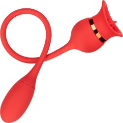 French Kiss Casanova Vibrating Silicone Flickering Teaser, 16.5 Inch, Red