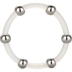 Steel Beaded Silicone Ring, 2 Inch Extra Large, Clear