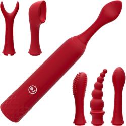 iVibe Select iQuiver Vibrator with 6 Interchangeable Heads, 5.5 Inch, Red Velvet