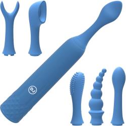 iVibe Select iQuiver Vibrator with 6 Interchangeable Heads, 5.5 Inch, Periwinkle Blue