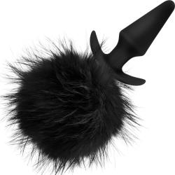 Temptasia Bunny Tail Pom Butt Plug, 5 Inch, Black